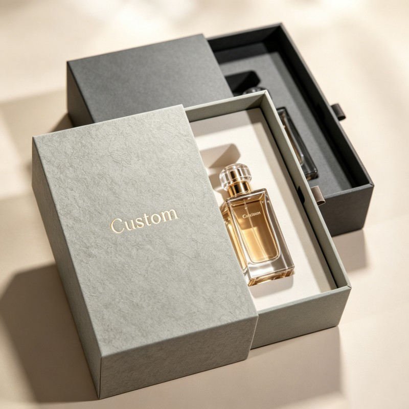 Wholesale Luxury Cosmetics Essential Oil Bottle Box with Sleeve 30ml 50ml Perfume Packaging Box with Eva Perfume Bottle Box
