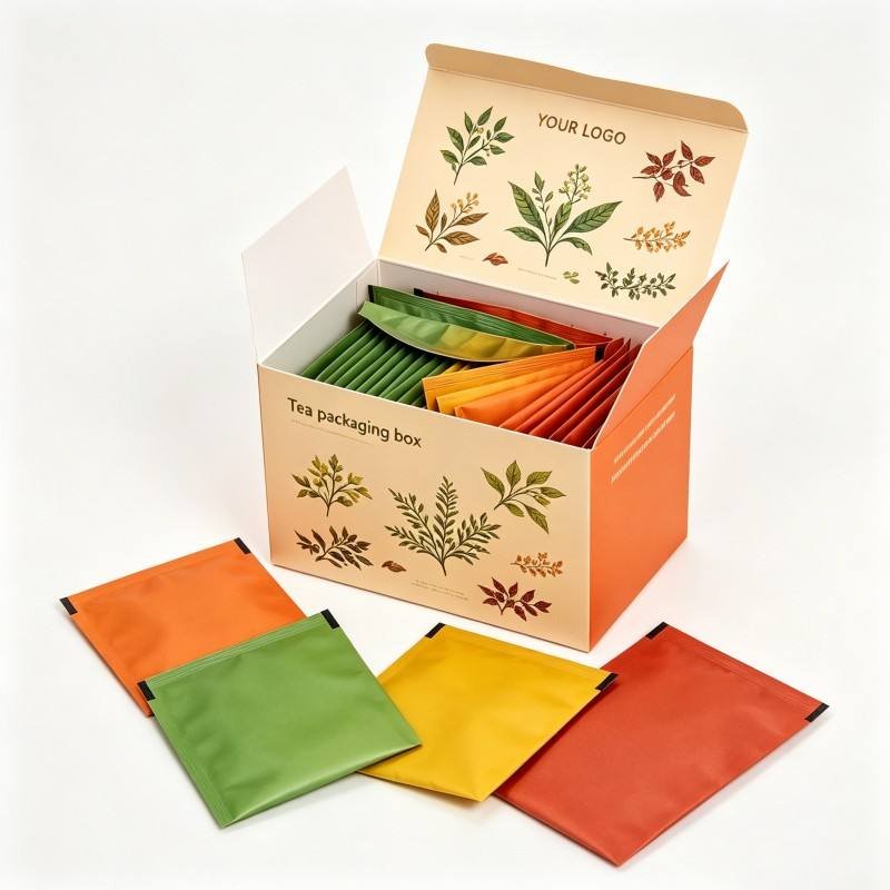 Eco-friendly Custom Design  Cardboard Drawer Beverage Powder Coffee Tea Packaging Paper Box With 3 Side Seal Bag