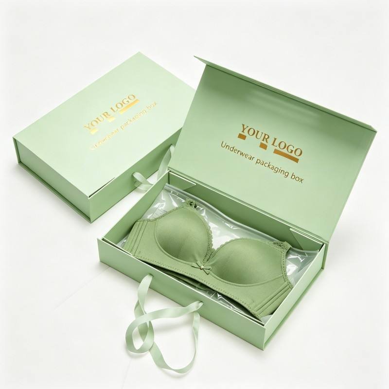 Custom Design Eco-Friendly Recyclable Ladies Underwear & Socks Paper Box with Ribbon Portable Foldable T-shirt Gift Paper Box - Image 4