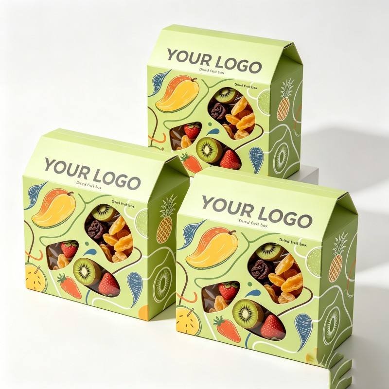 Roof- Top Foldable Dried Fruits Paper Boxes Custom logo Packaging Paper Box for Box with Window for Display Storage Dried Fruits - Image 4