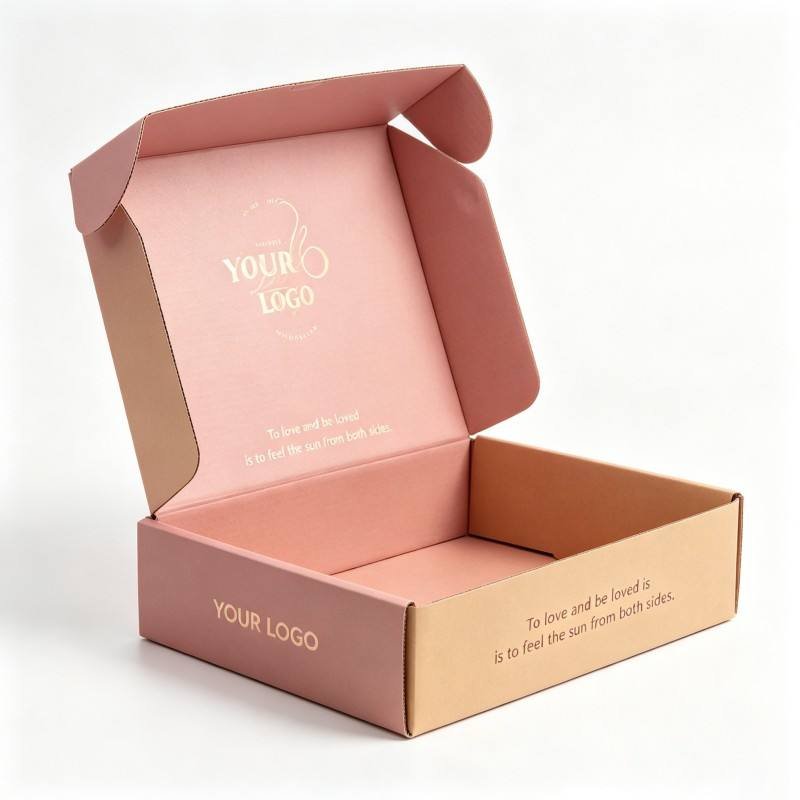 Custom Blush Pink Printing Packaging Boxes Gold Foil Box with Love Quotes Shipping Mailer Paper Box for Gifts Clothes Crafts - Image 5