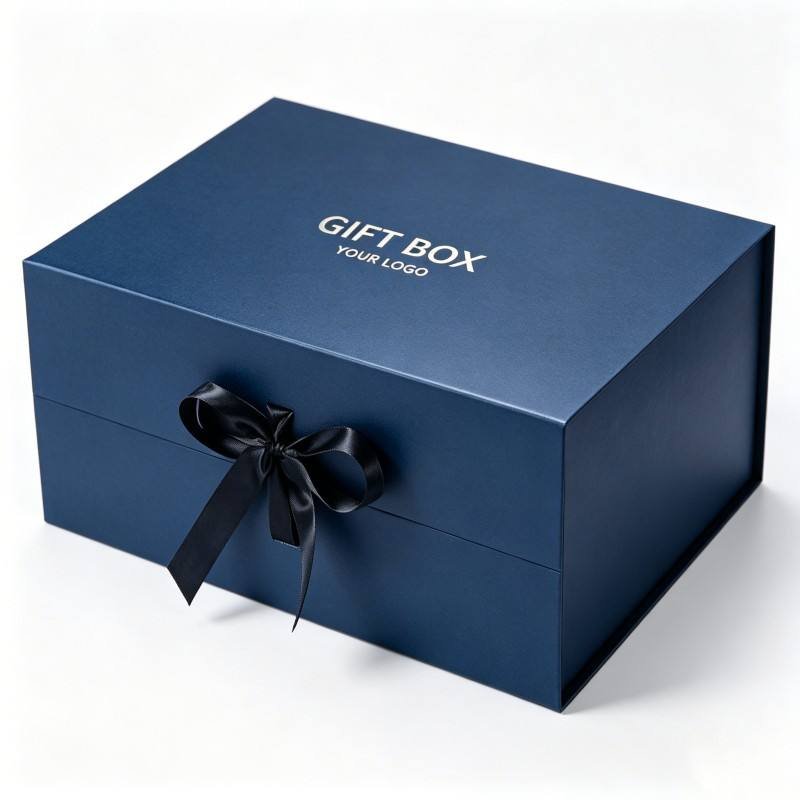 Wholesale Trend Elegant Rigid Gift Box with Magnetic Closure Ribbon Custom CMYK Stamping Printed Recyclable Paper Packaging Box