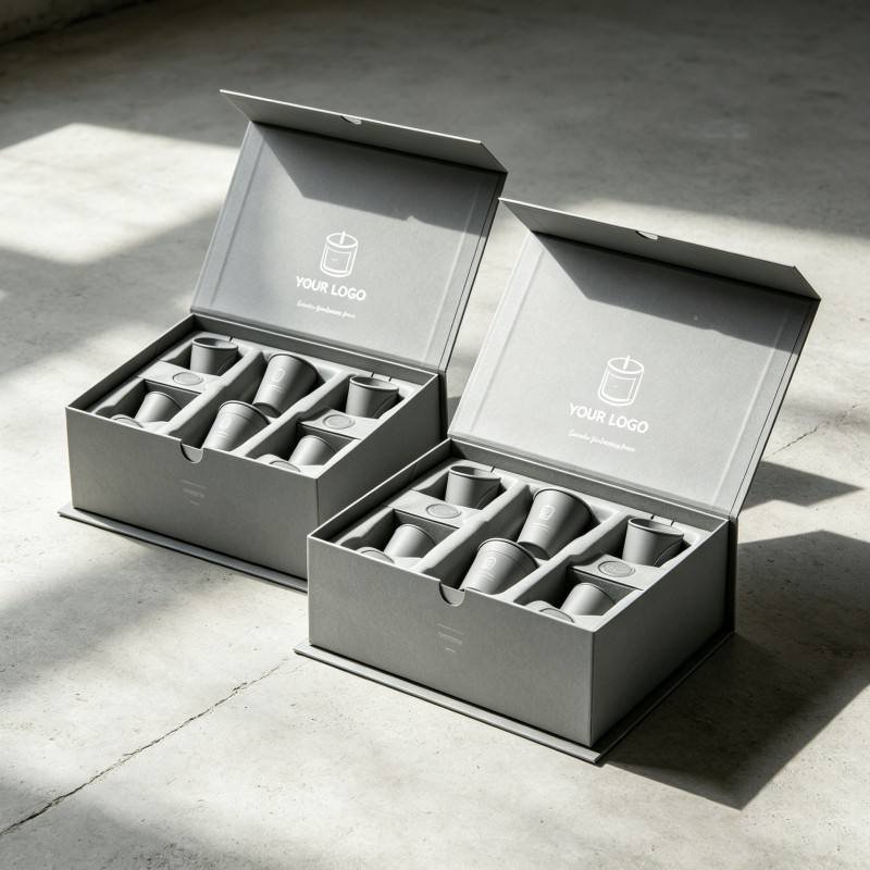 Magnetic Closure Gift Box Packaging Custom logo Flip-top Rigid Box Candle Aromatherapy Set Packaging with Custom Foam Insert