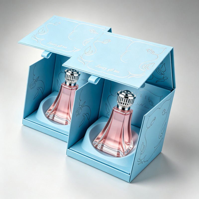 Wholesale Luxury Front Open Empty Perfume Bottle Box Cosmetic Perfume  Packaging with Foil Stamp New Trend Boxes Customized