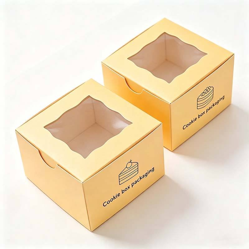 Fashinal Kraft Paper Bakery Boxes Mini Cake Boxes Foldable Takeaway Dessert Box Biscuits Doughnut Paper Packaging With Windows - Image 5