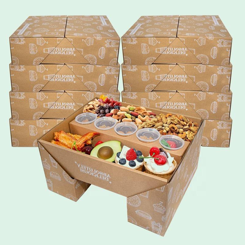 Wholesale Paper Color Flip Box Party Chocolate Favorite Grazing Box Catering Packaging Platter Box