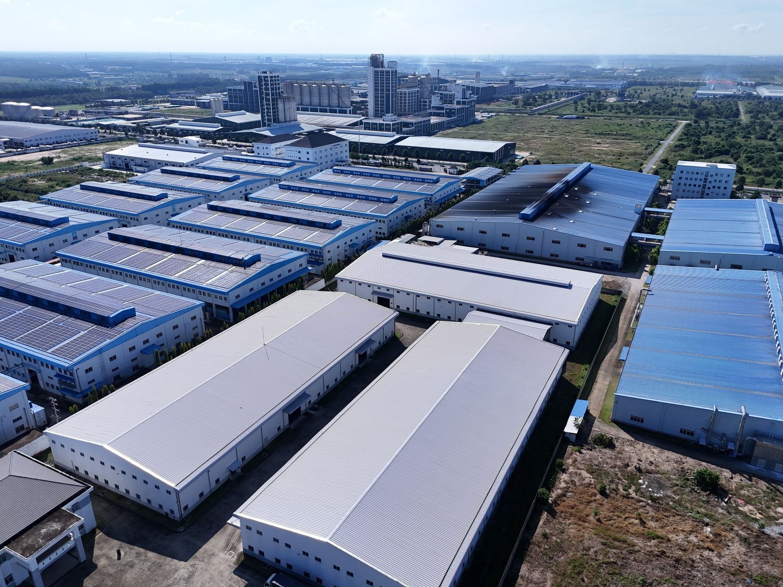 Aerial shot showcasing a large industrial park in Thành phố Thủ Dầu Một, Bình Dương, Vietnam.