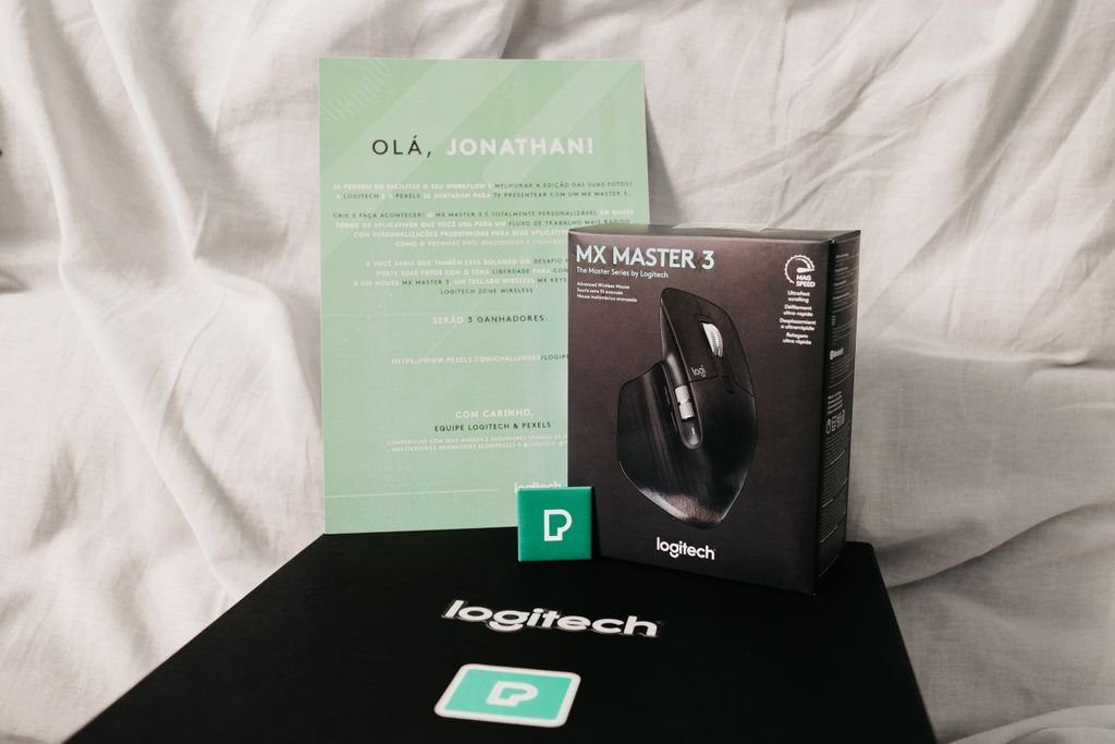 Black box with contemporary convenient computer game mouse composed with certificate with name